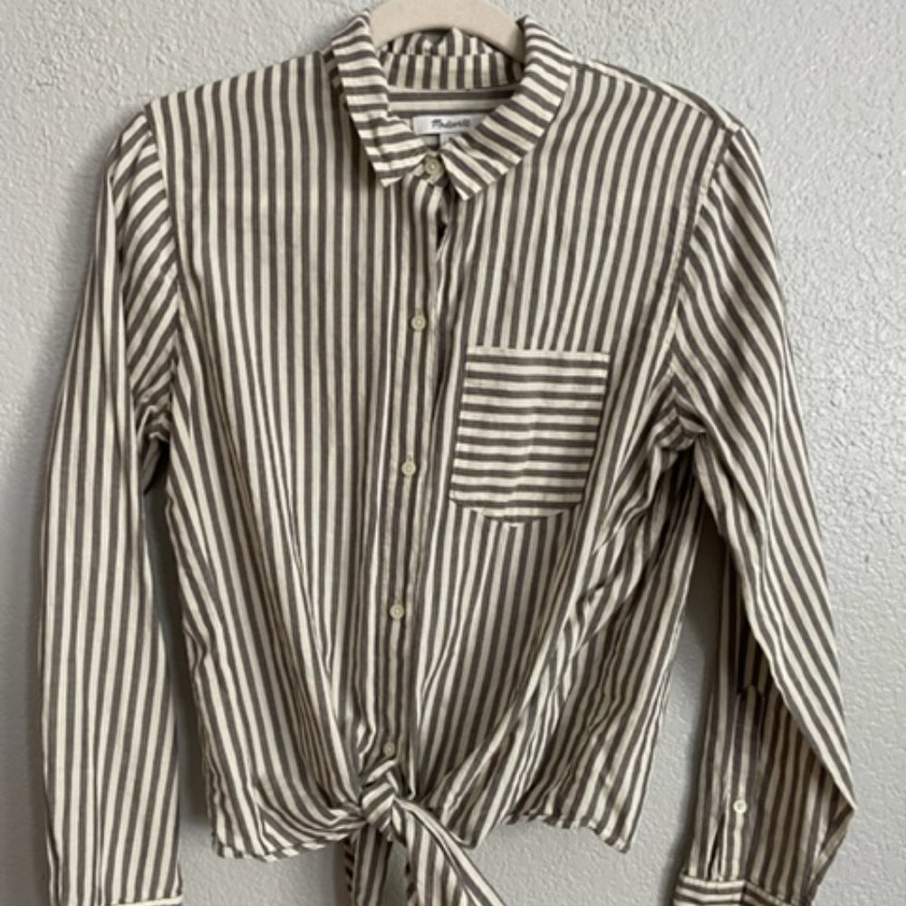 Madewell Tie-Front Cotton Button-Down- Like New!